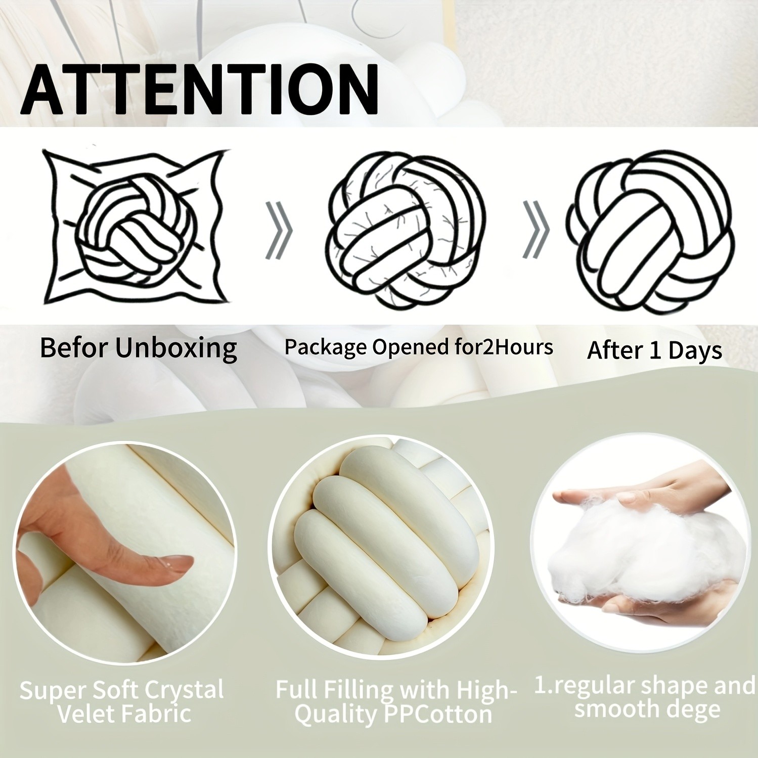 YLBKIKR Handwoven Knot Ball Pillow  Soft, Quilted Texture for Sofa, Bed, and Chair Comfort with Minimalist Boho Style