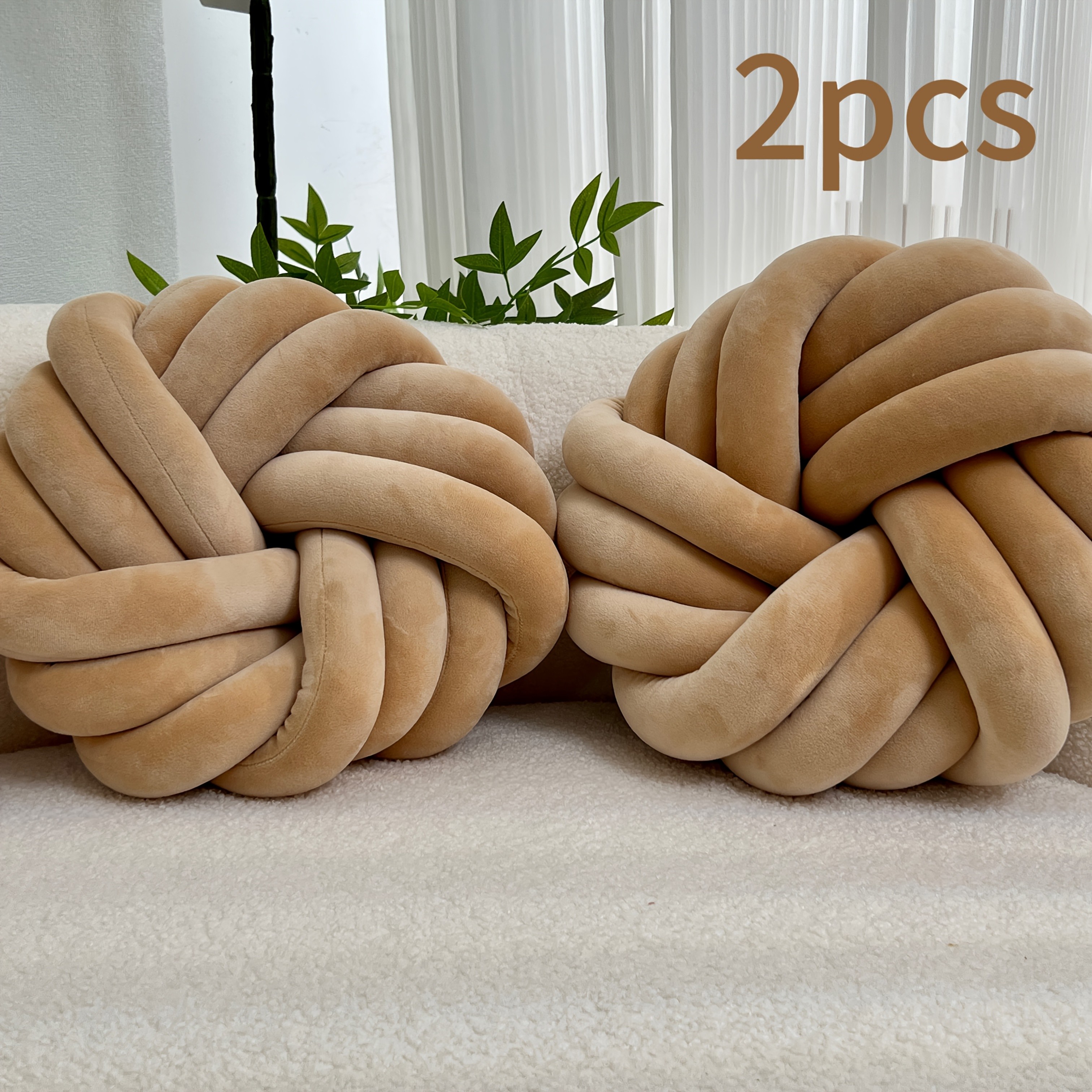 YLBKIKR 2pcs Minimalist White Knot Decorative Pillows  Soft Plush Cushions with Tissue Holder for Versatile Home Decor