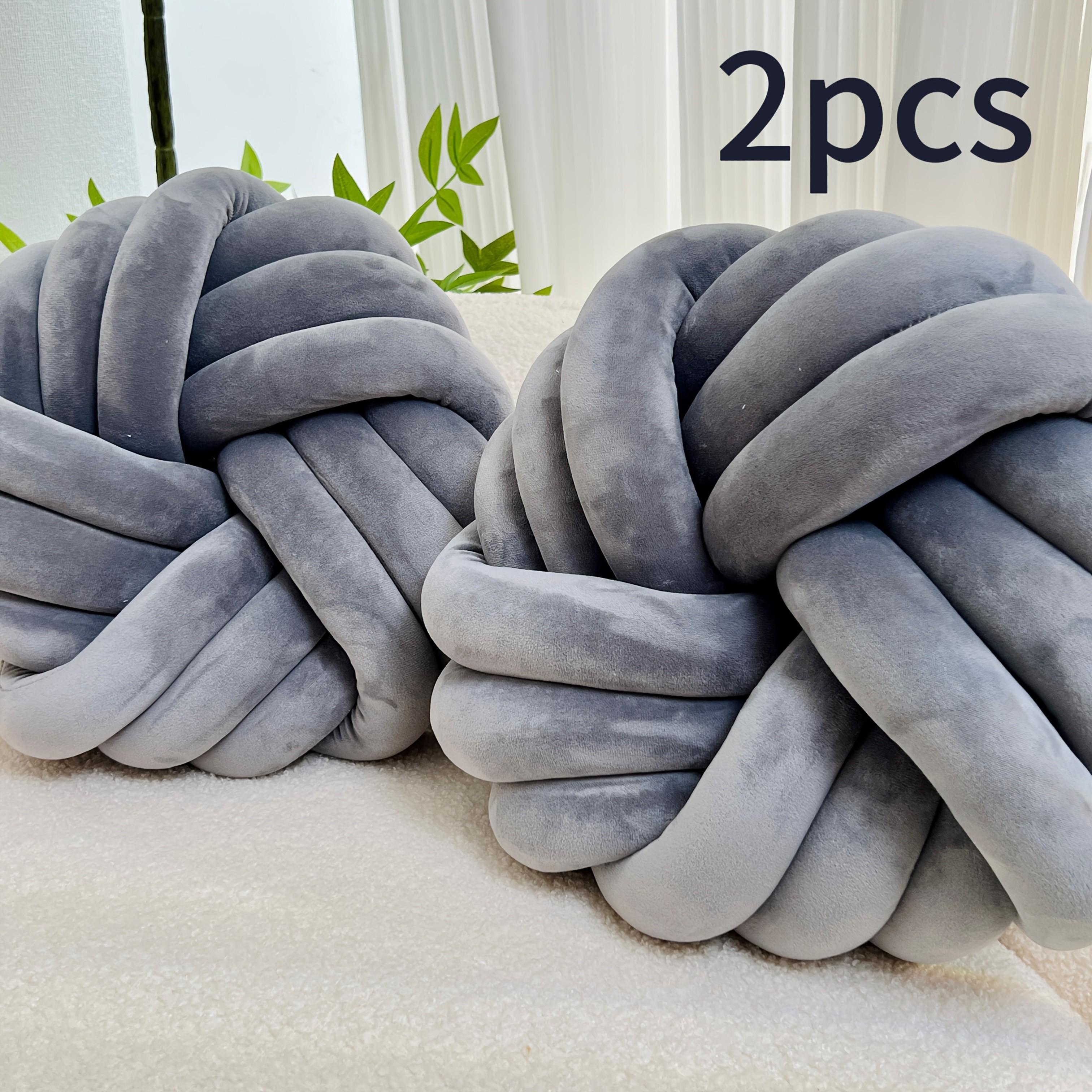 YLBKIKR 2pcs Minimalist White Knot Decorative Pillows  Soft Plush Cushions with Tissue Holder for Versatile Home Decor