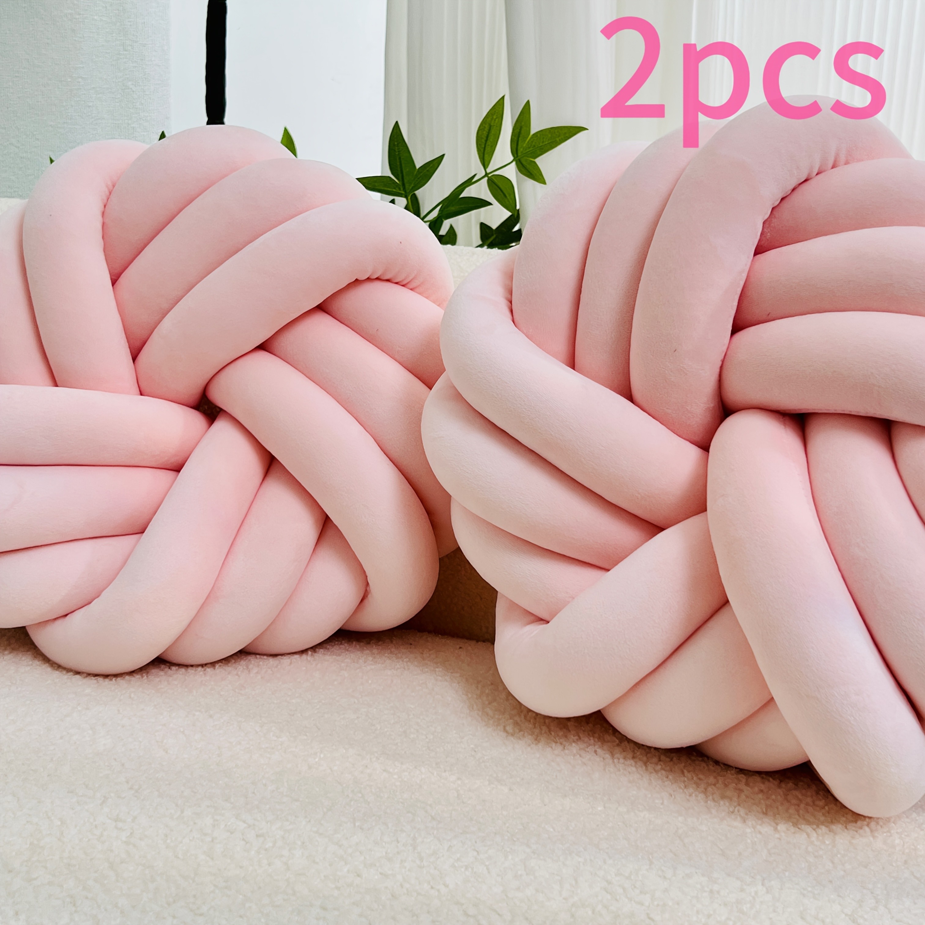 YLBKIKR 2pcs Minimalist White Knot Decorative Pillows  Soft Plush Cushions with Tissue Holder for Versatile Home Decor