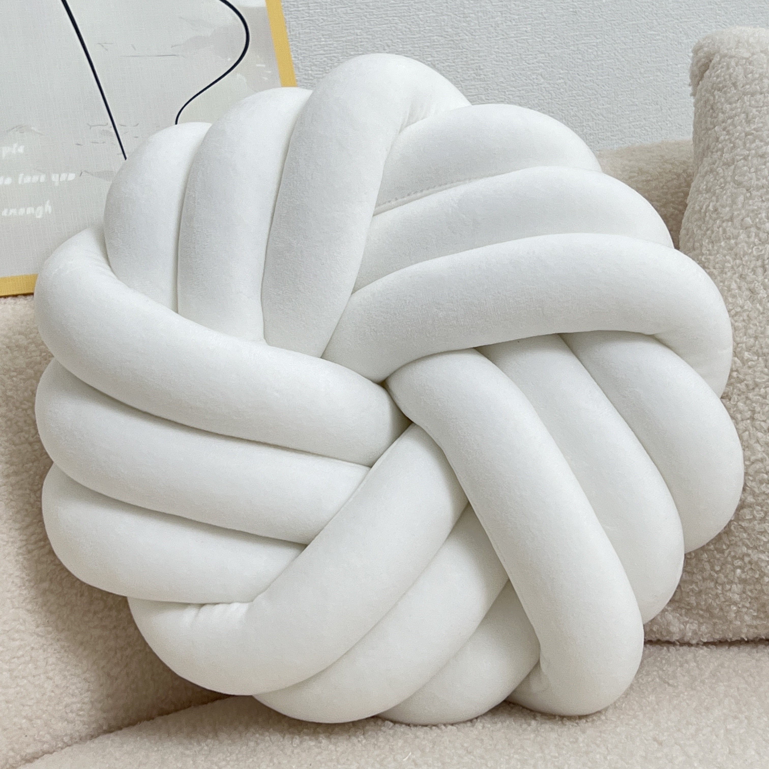 YLBKIKR Handmade Soft Plush Knot Throw Pillow  Multi-Color Modern Minimalist Cushion for Sofa, Bed, and Chair Accent