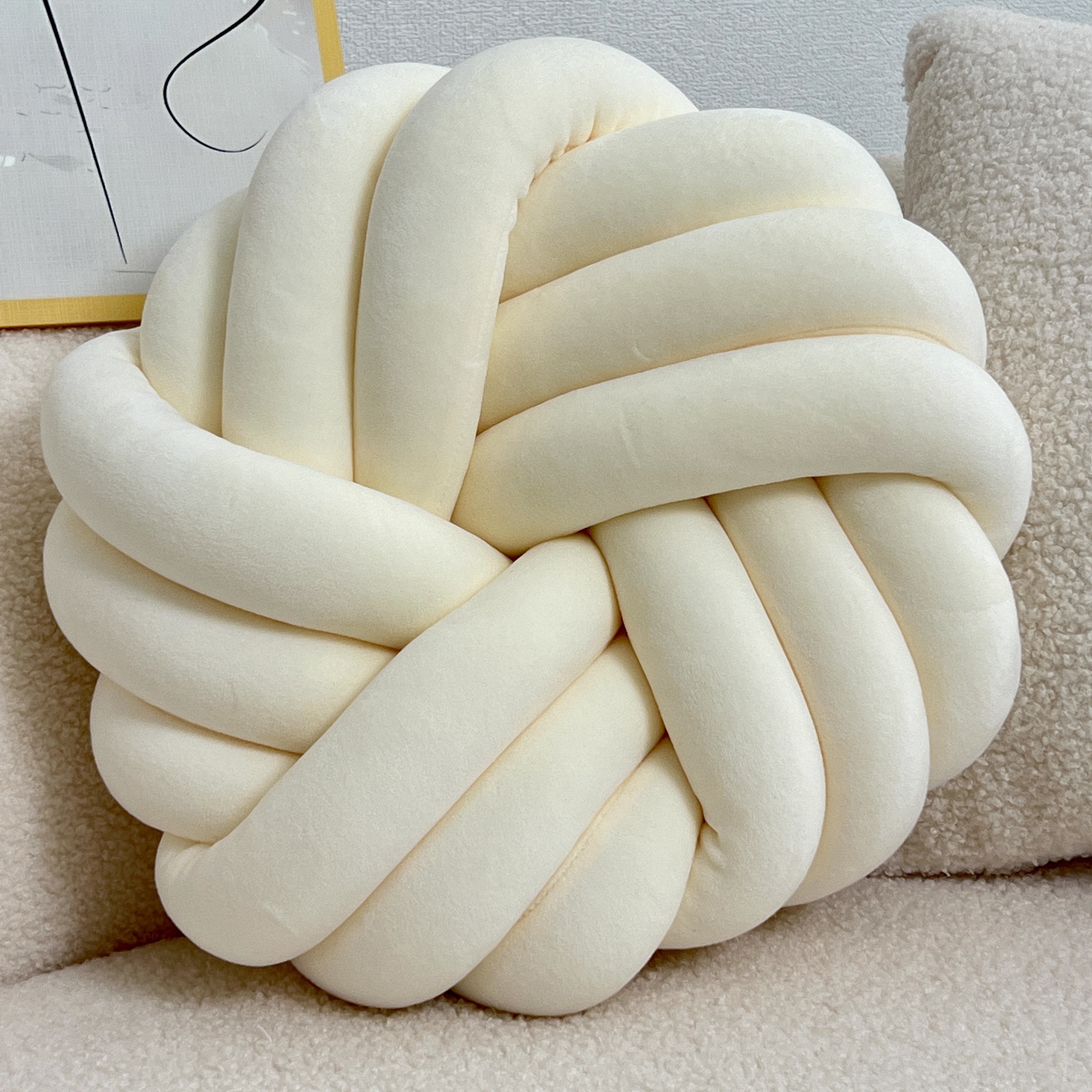 YLBKIKR Handmade Soft Plush Knot Throw Pillow  Multi-Color Modern Minimalist Cushion for Sofa, Bed, and Chair Accent