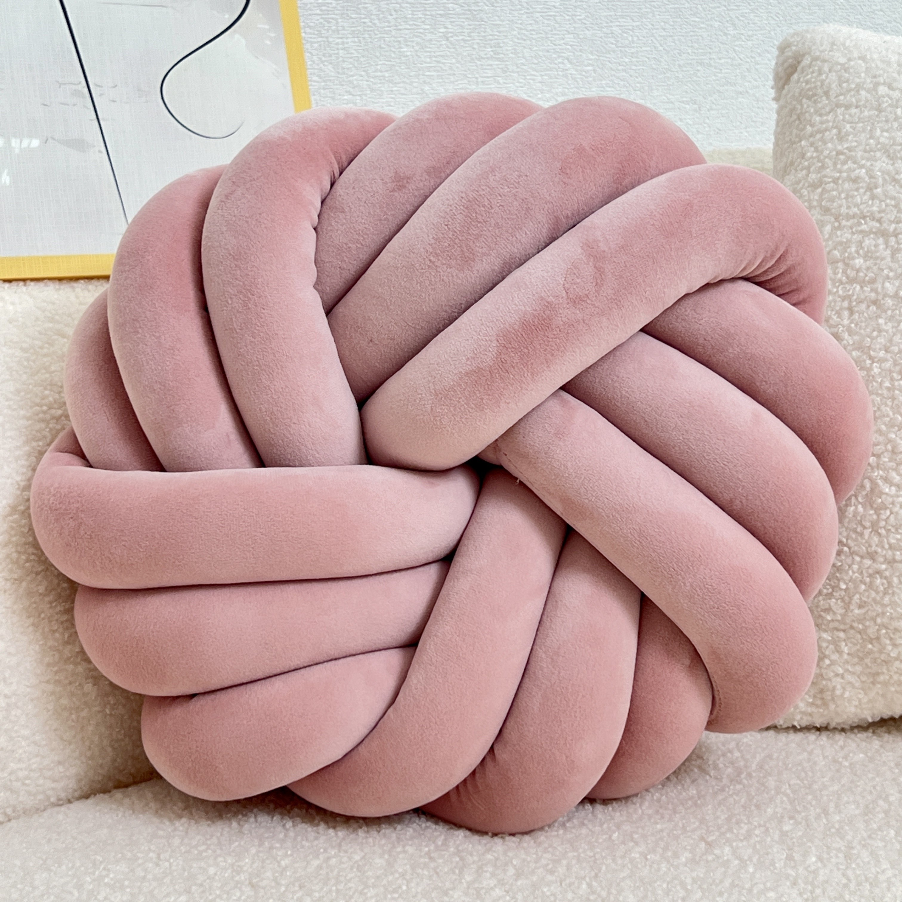 YLBKIKR Handmade Soft Plush Knot Throw Pillow  Multi-Color Modern Minimalist Cushion for Sofa, Bed, and Chair Accent