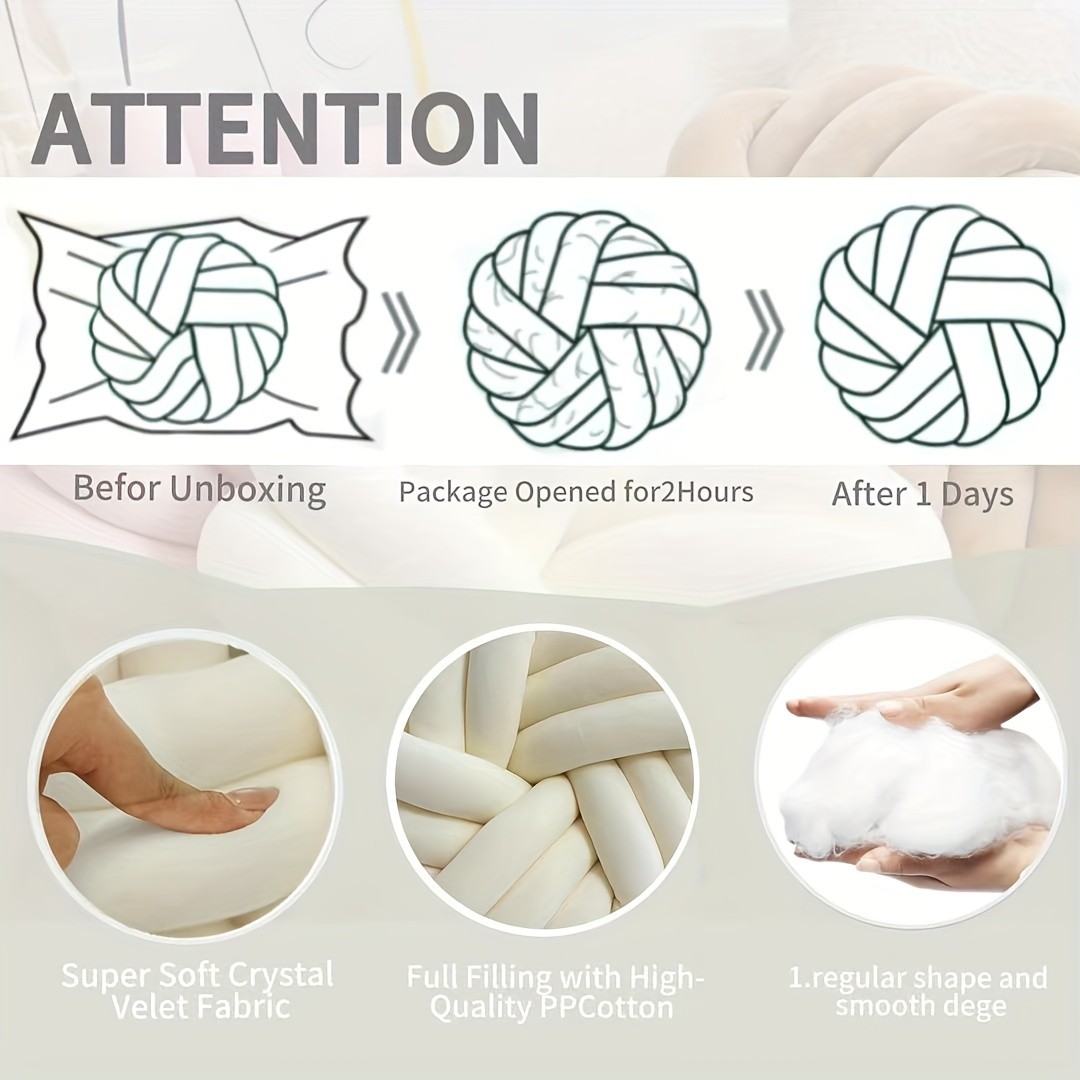 YLBKIKR Handmade Soft Plush Knot Throw Pillow  Multi-Color Modern Minimalist Cushion for Sofa, Bed, and Chair Accent