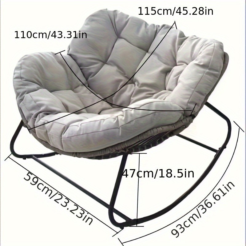 YLBKIKR Outdoor/Indoor Rocking Chair  Heavy-Duty Wicker & Metal Frame with Plush Padding for Patio, Porch, and Garden Comfort