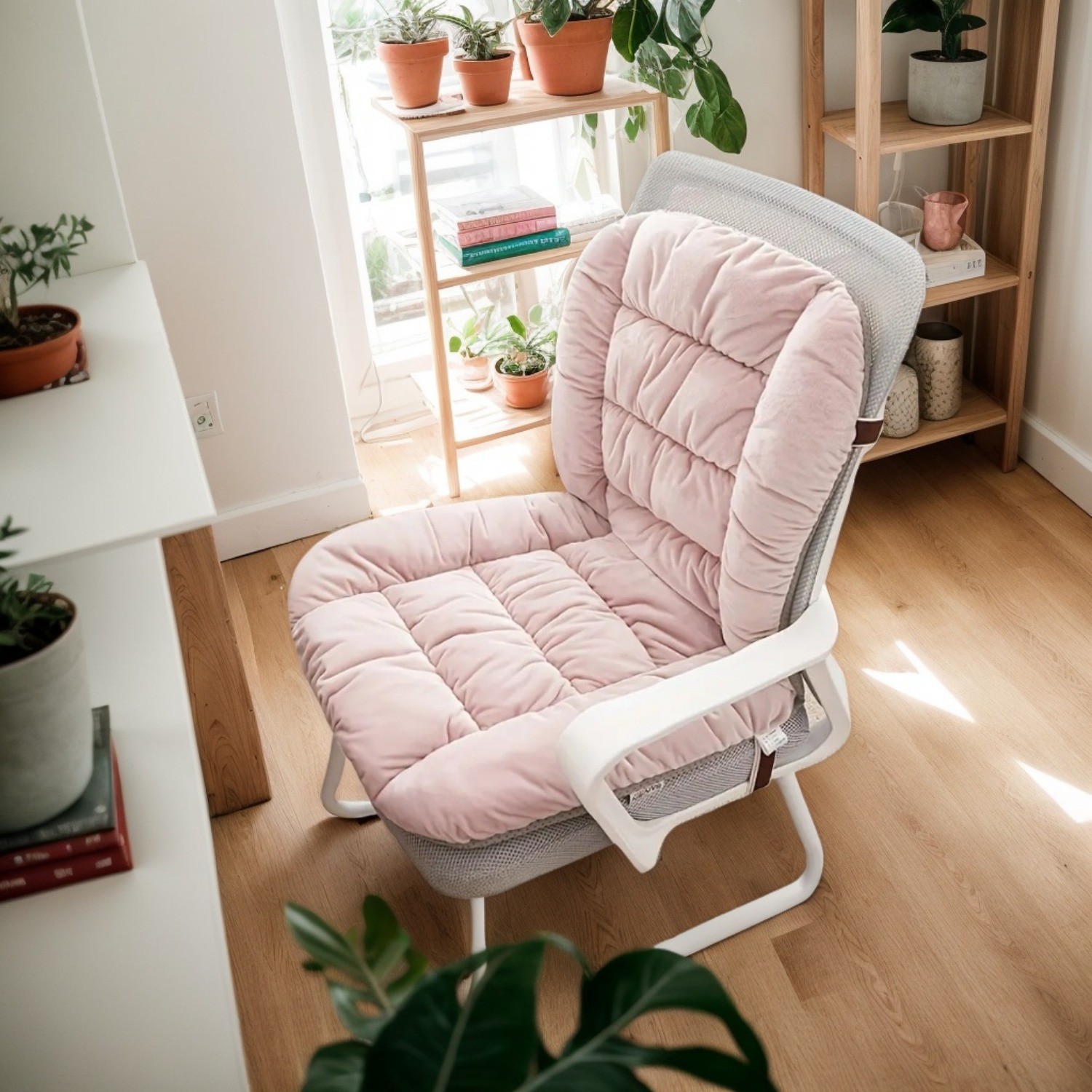 HAOZCL Ergonomic Office Chair Cushion with Integrated Backrest  Thick, Washable Seat Pad for Comfort and Support