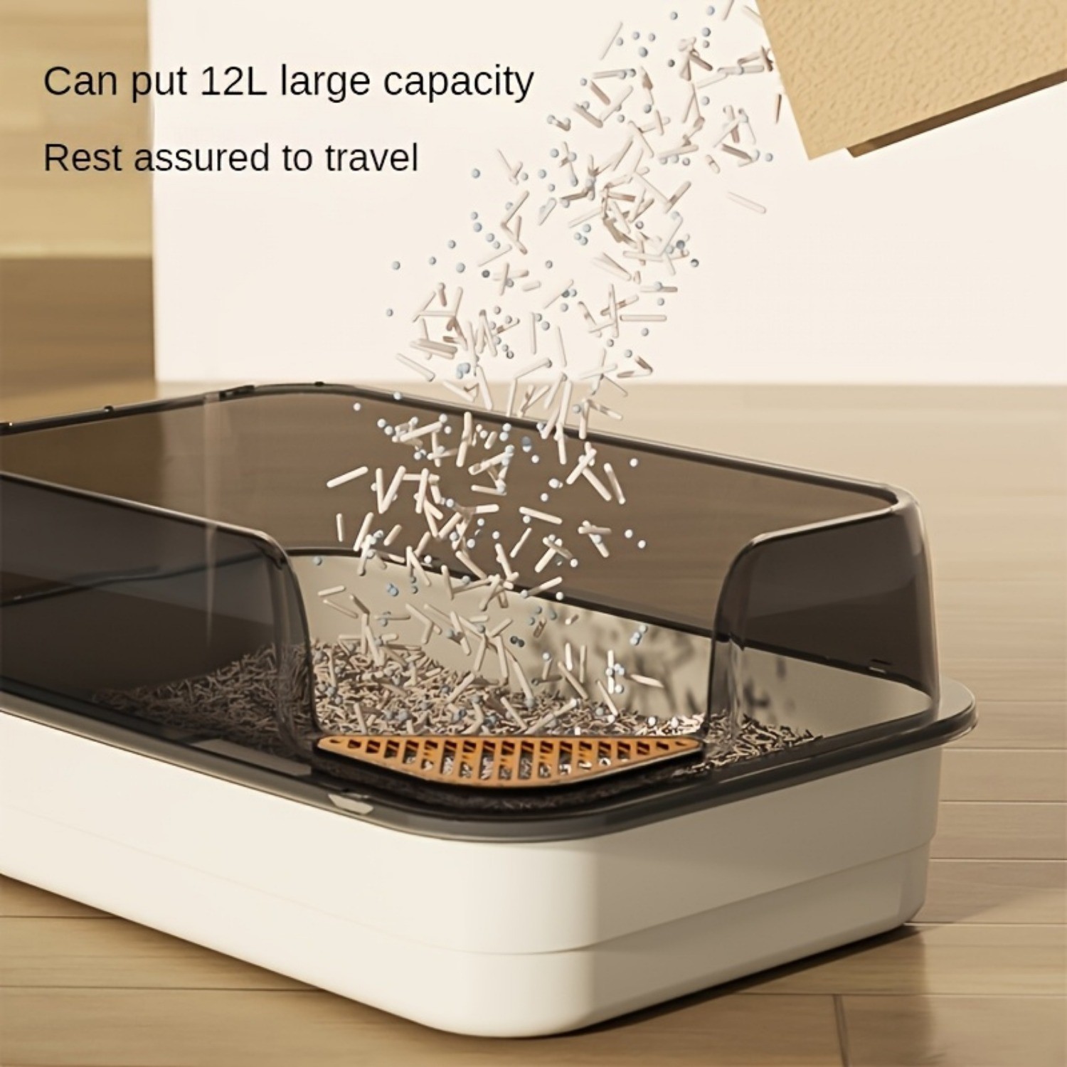 HAOZCL Extra Large Half-Closed Cat Litter Box with High Fence  Durable PVC Litter Box for Multi-Cat Families with Included Scoop