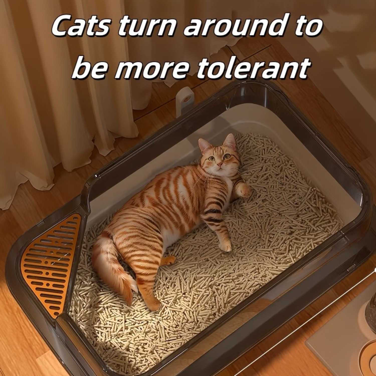 HAOZCL Extra Large Half-Closed Cat Litter Box with High Fence  Durable PVC Litter Box for Multi-Cat Families with Included Scoop