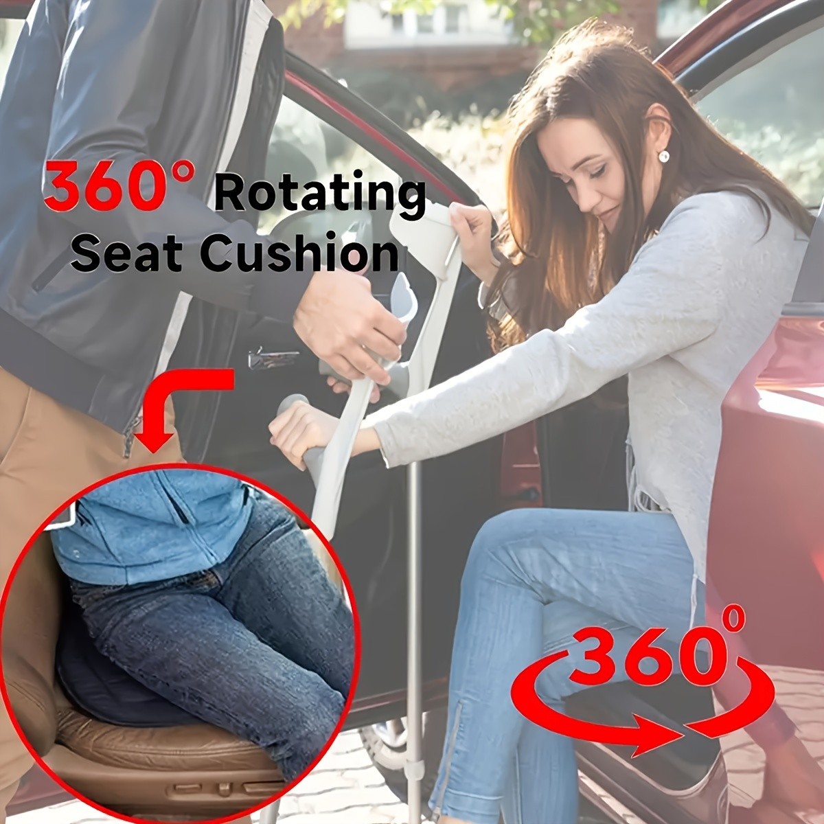HAOZCL 360 Rotating Car Seat Cushion  Portable Anti-Slip Cushion with Easy Installation for Elderly, Pregnant, and Universal Use
