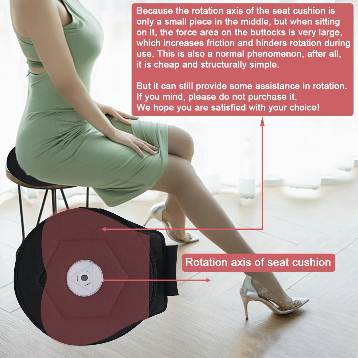 HAOZCL 360 Rotating Car Seat Cushion  Portable Anti-Slip Cushion with Easy Installation for Elderly, Pregnant, and Universal Use