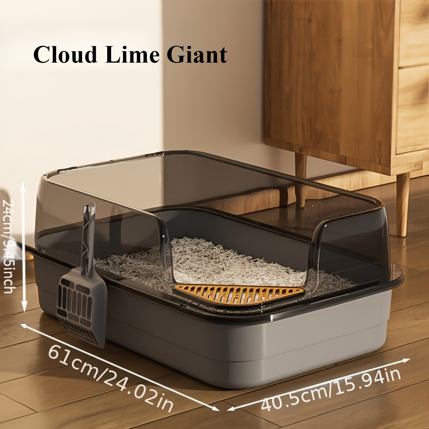 HAOZCL Extra Large Half-Closed Litter Box with High Fence and Cleaning Spoon  Spacious, Splash-Proof Design for Multi-Cat Homes and Easy Maintenance