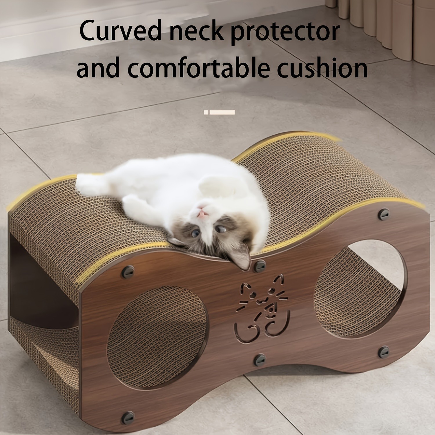 HAOZCL 2-Tier Durable Cat Scratching Post & Bed  2-in-1 Modern Cat Furniture with Integrated Play Area for Rest and Play