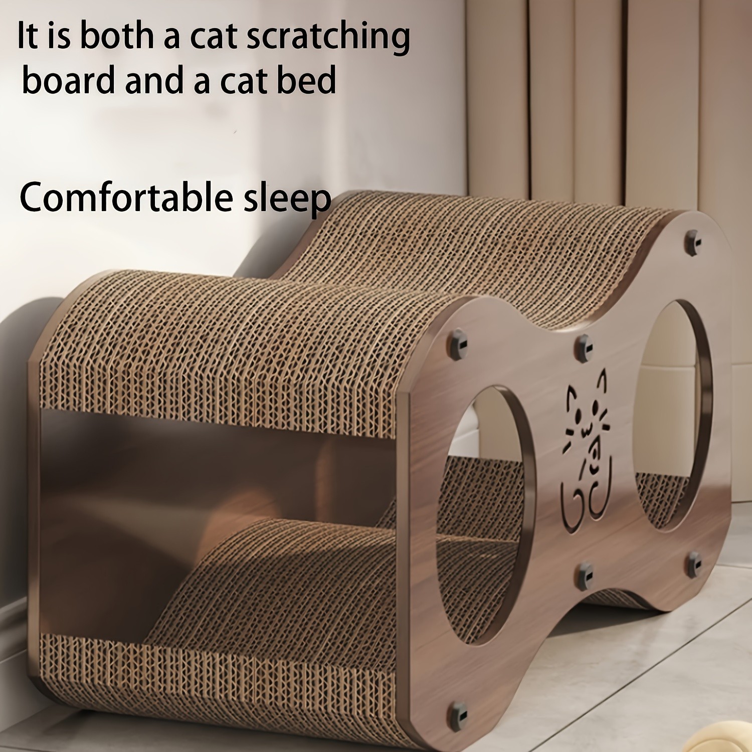 HAOZCL 2-Tier Durable Cat Scratching Post & Bed  2-in-1 Modern Cat Furniture with Integrated Play Area for Rest and Play