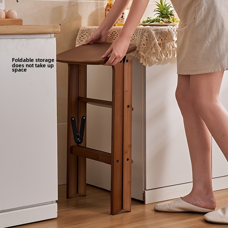 HAOZCL Multi-Functional 3-Tier Folding Step Stool  Portable Ladder with Natural Finish for Home, Office, and Outdoor Use