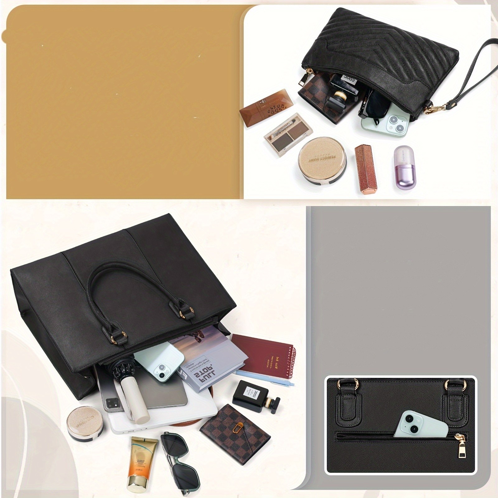 NEWHEY Womens 39.62 cm Laptop Tote Bag  Minimalist Style, Lightweight, and Professional for Office & Travel