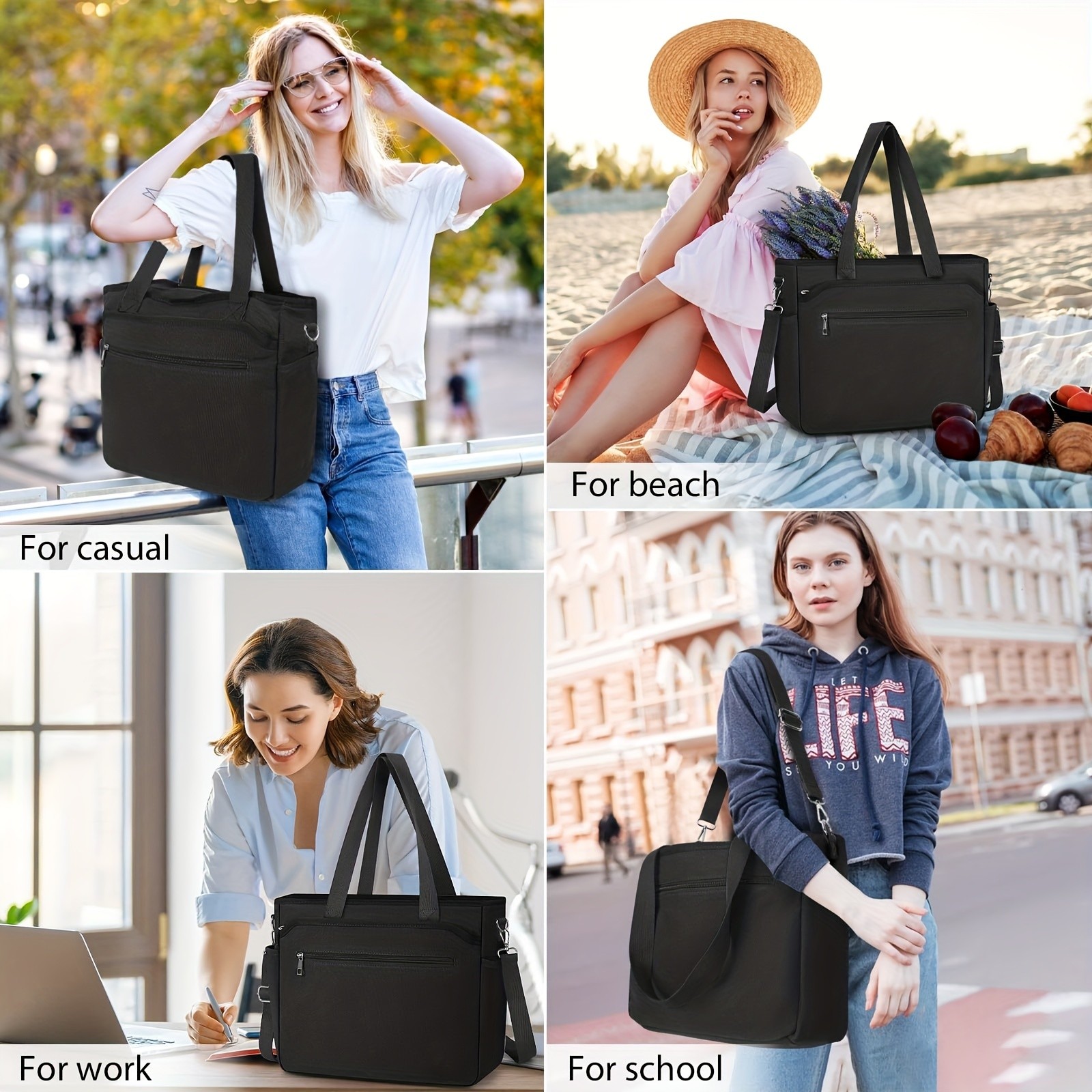 NEWHEY Womens Large Canvas Tote Bag  Versatile, Durable, and Spacious for Work, School, and Beach