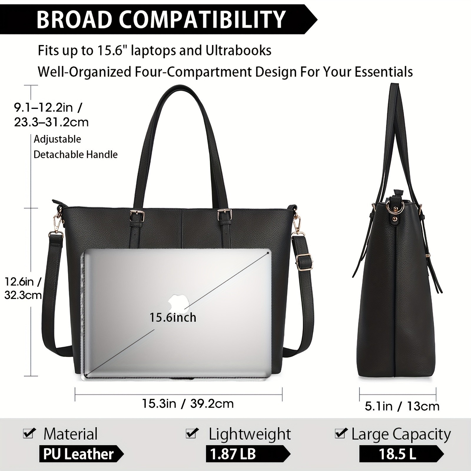 NEWHEY Laptop Tote Computer Bag for Women  Lightweight, Stylish, and Perfect for Business, Office, and Travel