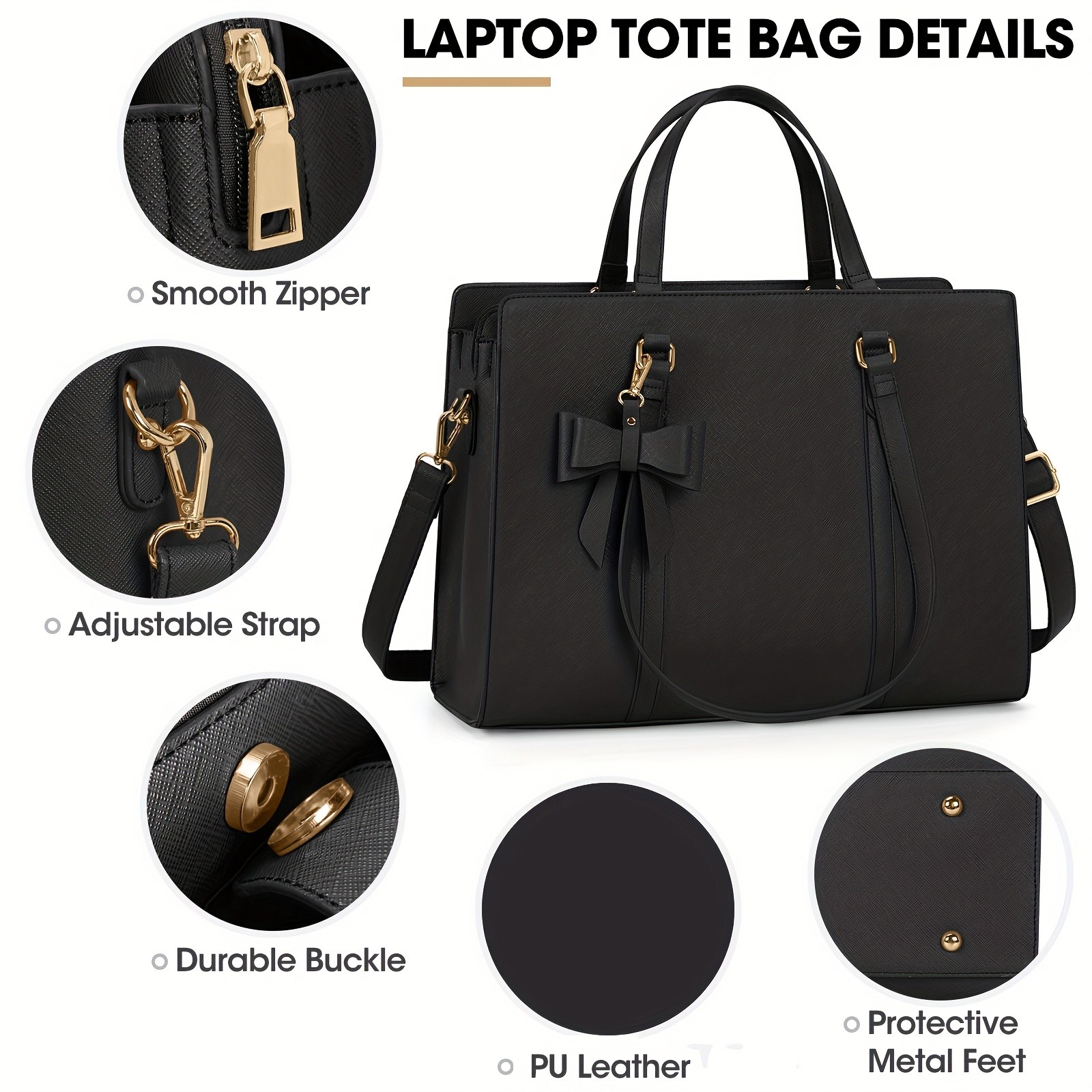 NEWHEY Elegant Black Laptop Bag for Women  Stylish, Professional, and Perfect for Business and Work