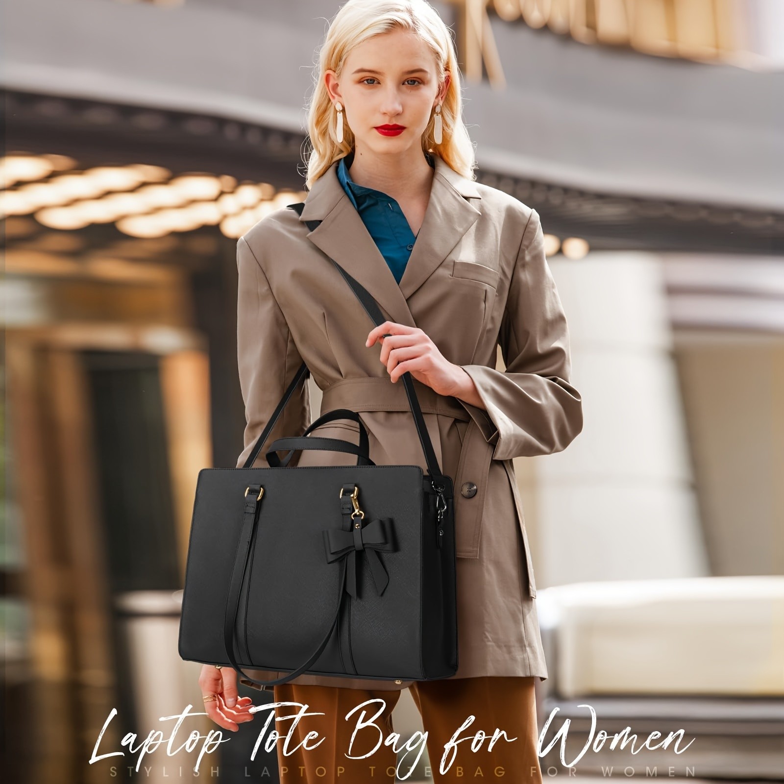 NEWHEY Elegant Black Laptop Bag for Women  Stylish, Professional, and Perfect for Business and Work