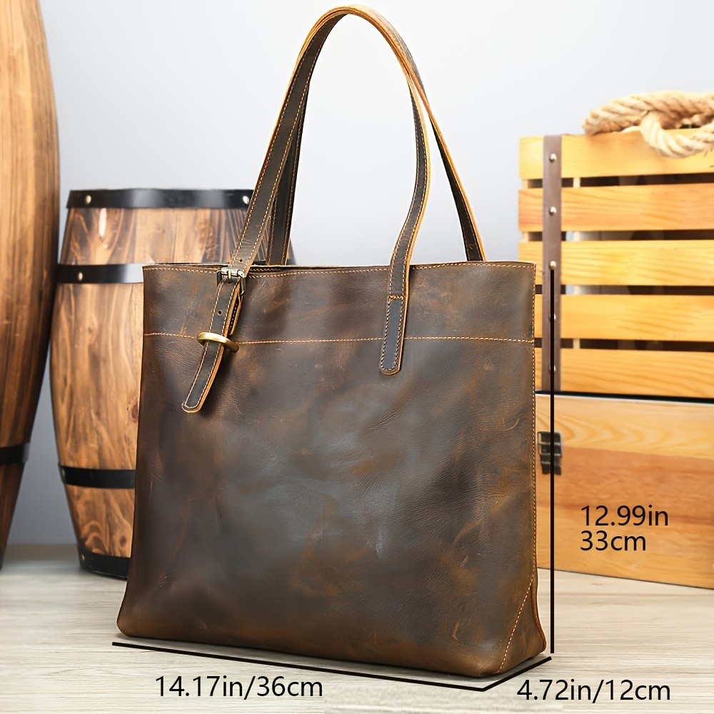NIUCUNZH Viking-Inspired Retro Style Genuine Leather Tote Bag  Durable, Stylish, and Perfect for Commuting, Travel, and Everyday Use