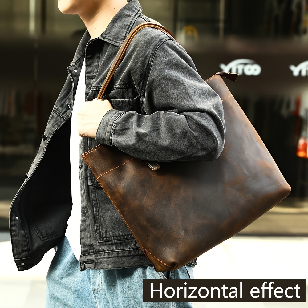 NIUCUNZH Viking-Inspired Retro Style Genuine Leather Tote Bag  Durable, Stylish, and Perfect for Commuting, Travel, and Everyday Use