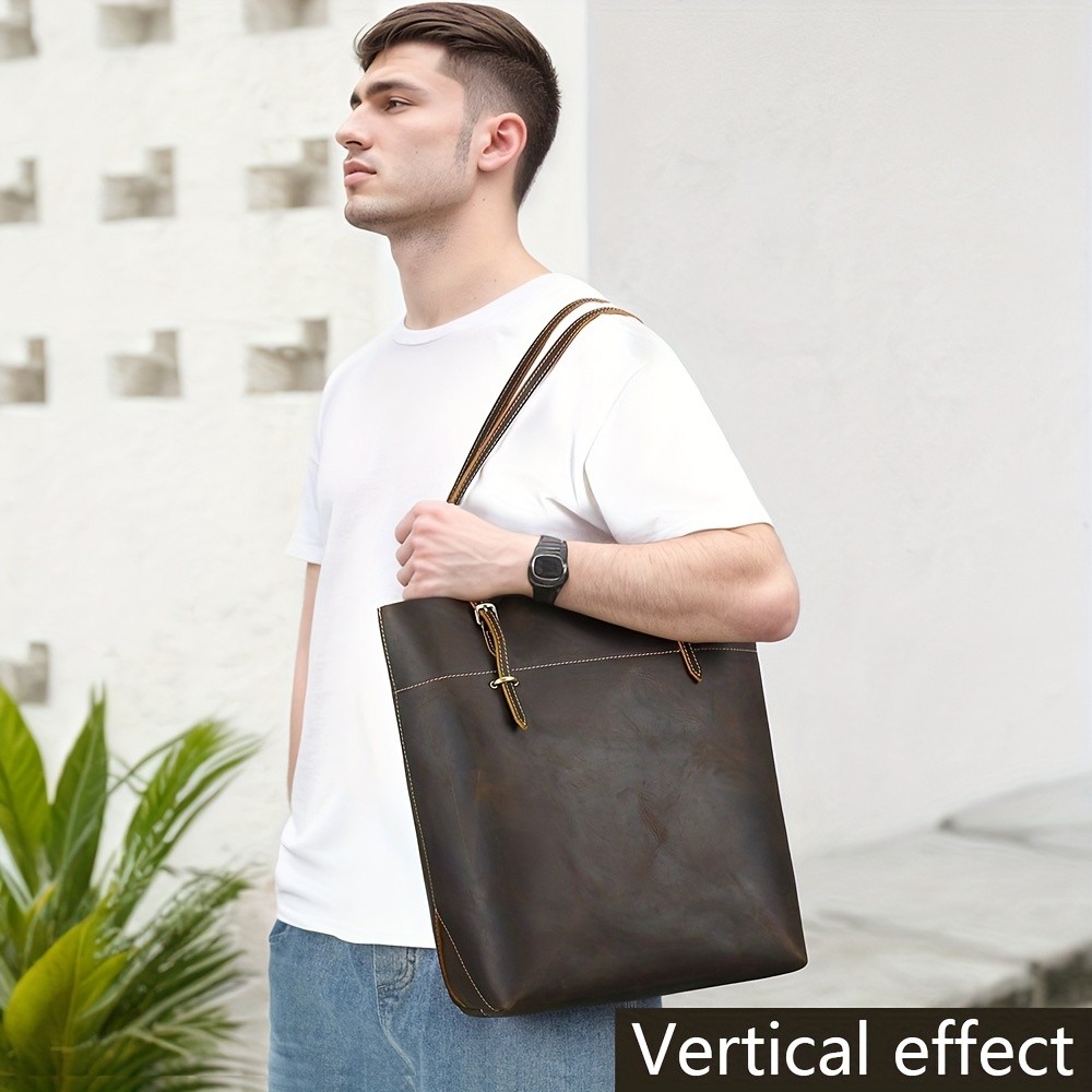 NIUCUNZH Viking-Inspired Retro Style Genuine Leather Tote Bag  Durable, Stylish, and Perfect for Commuting, Travel, and Everyday Use