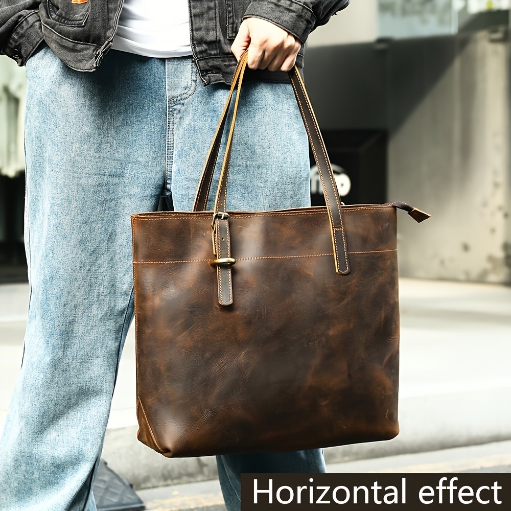 NIUCUNZH Viking-Inspired Retro Style Genuine Leather Tote Bag  Durable, Stylish, and Perfect for Commuting, Travel, and Everyday Use