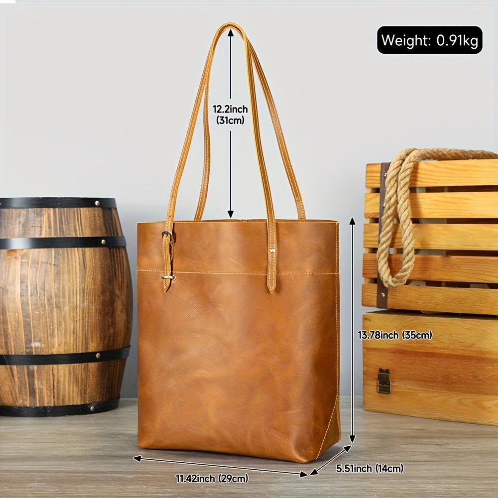 NIUCUNZH Viking-Inspired Retro Style Genuine Leather Tote Bag  Durable, Stylish, and Perfect for Commuting, Travel, and Everyday Use