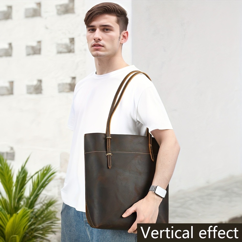 NIUCUNZH Viking-Inspired Retro Style Genuine Leather Tote Bag  Durable, Stylish, and Perfect for Commuting, Travel, and Everyday Use