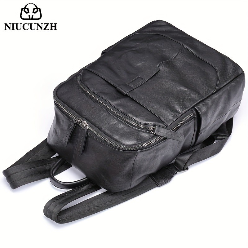NIUCUNZH Mens Top Layer Cowhide Backpack  Durable, Spacious, and Ideal for Travel and Commuting