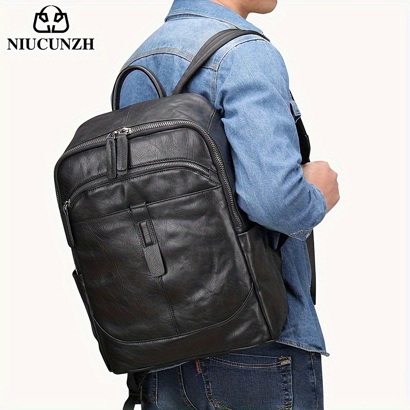 NIUCUNZH Mens Top Layer Cowhide Backpack  Durable, Spacious, and Ideal for Travel and Commuting