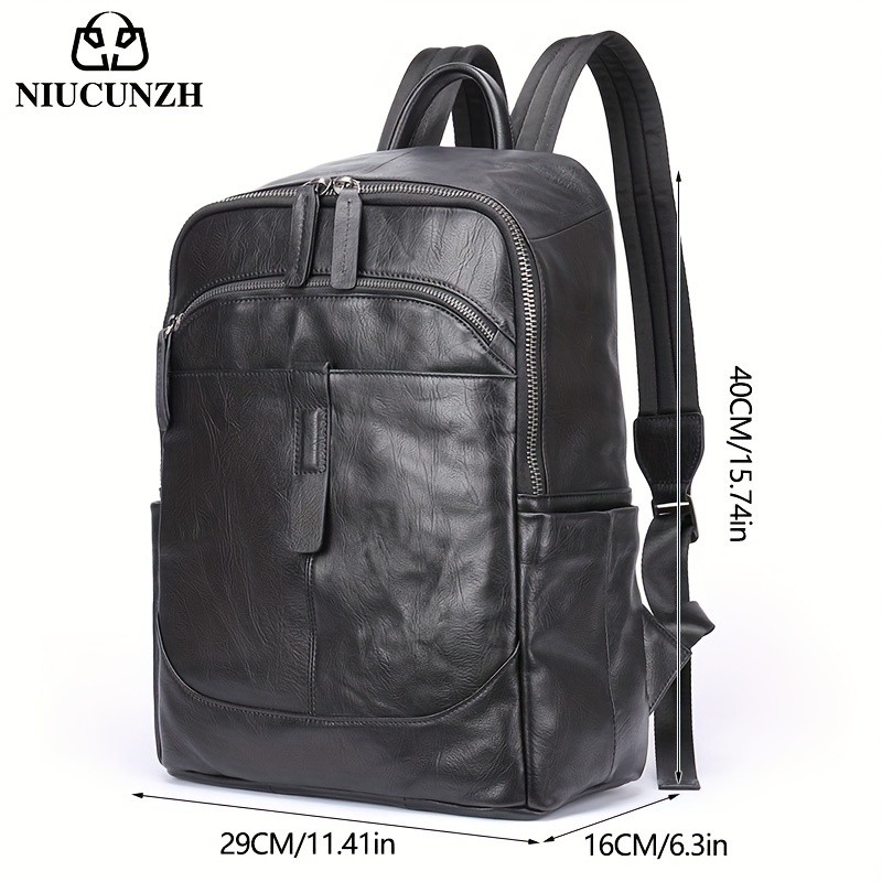 NIUCUNZH Mens Top Layer Cowhide Backpack  Durable, Spacious, and Ideal for Travel and Commuting