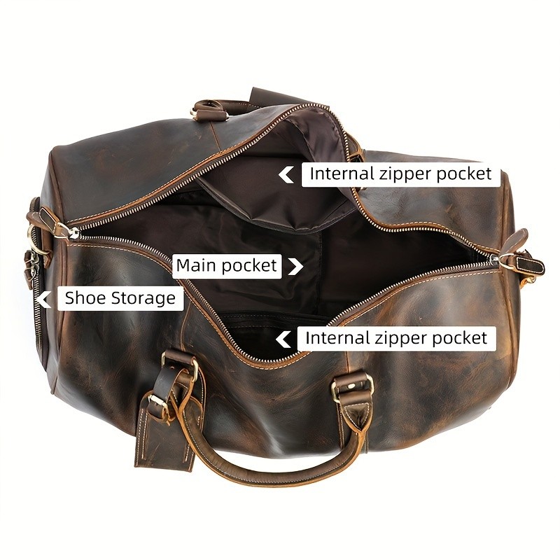 NIUCUNZH Mens Genuine Leather Handbag  Durable, Stylish, and Ideal for Travel, Business, and Short Trips