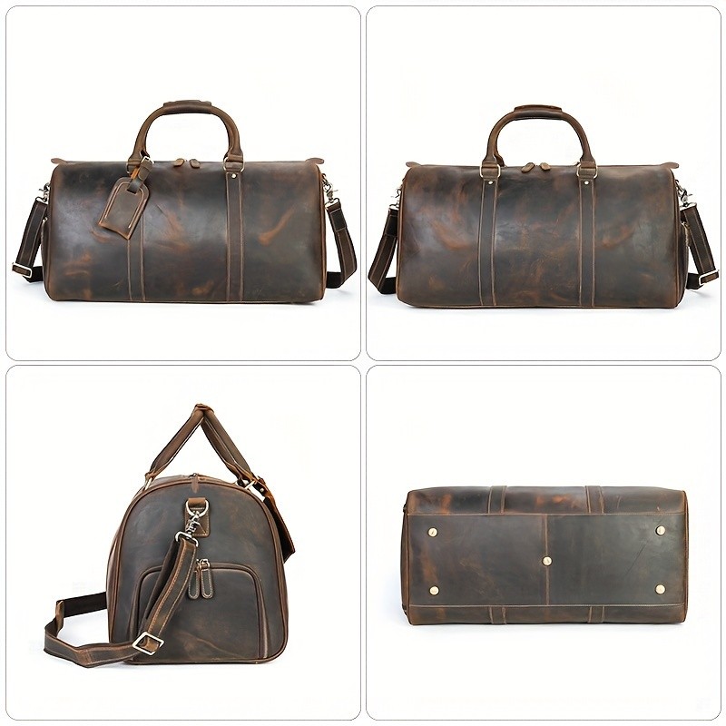 NIUCUNZH Mens Genuine Leather Handbag  Durable, Stylish, and Ideal for Travel, Business, and Short Trips