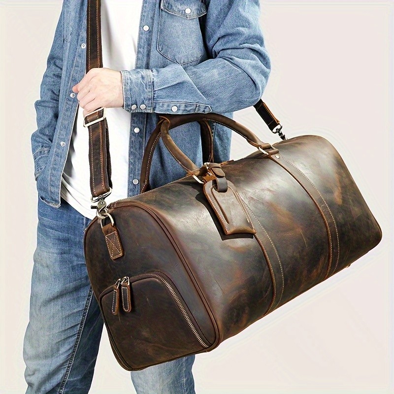 NIUCUNZH Mens Genuine Leather Handbag  Durable, Stylish, and Ideal for Travel, Business, and Short Trips