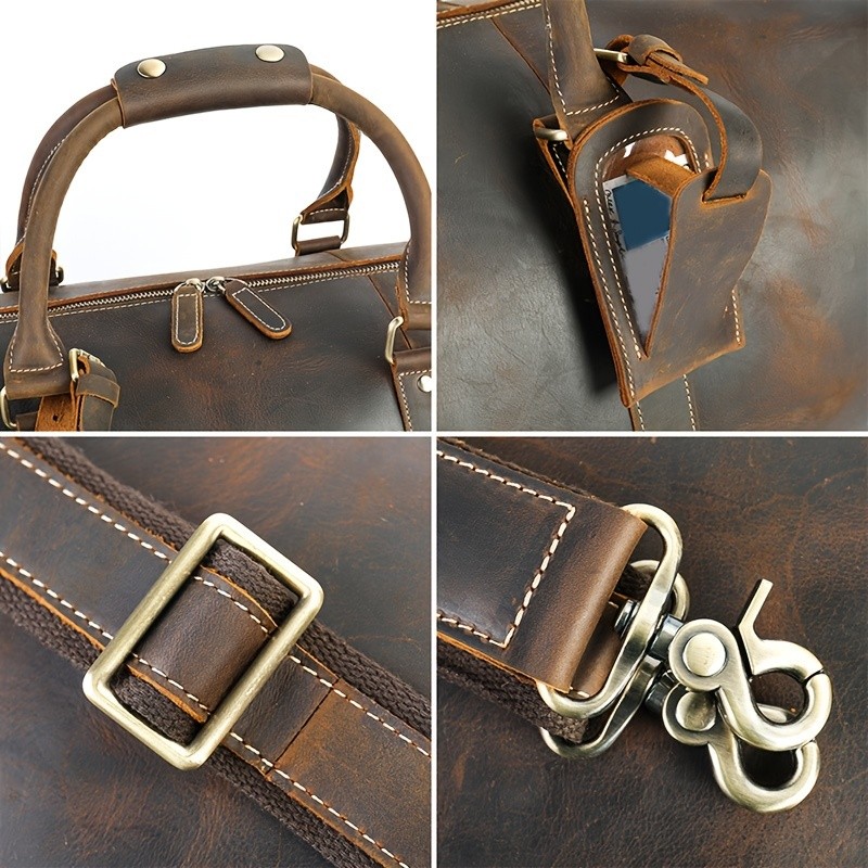 NIUCUNZH Mens Genuine Leather Handbag  Durable, Stylish, and Ideal for Travel, Business, and Short Trips