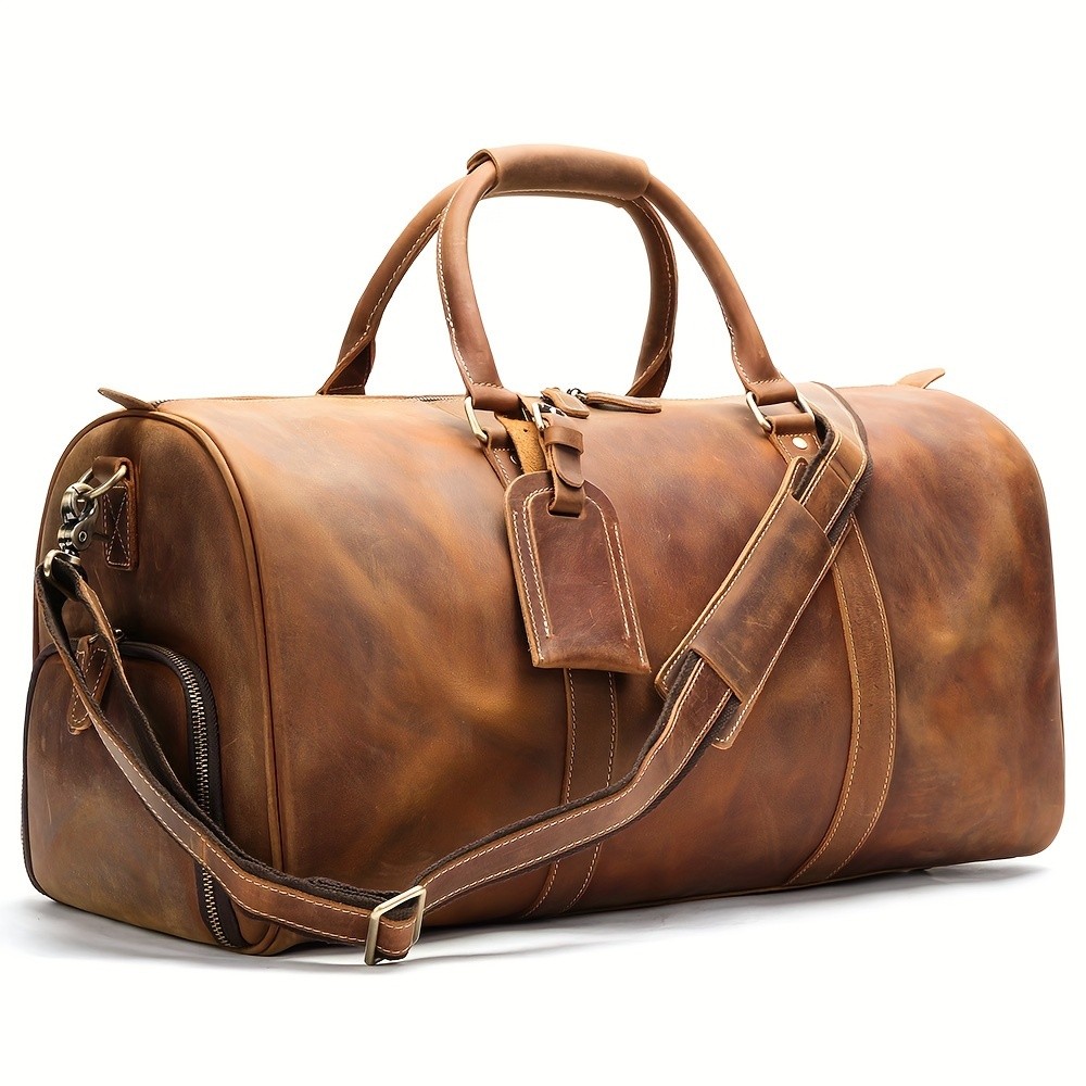 NIUCUNZH Mens Genuine Leather Handbag  Durable, Stylish, and Ideal for Travel, Business, and Short Trips