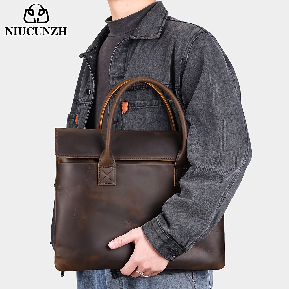 NIUCUNZH Mens Casual Top-Grain Leather Shoulder Bag  Stylish, Durable, and Ideal for Daily Commute and Business Use