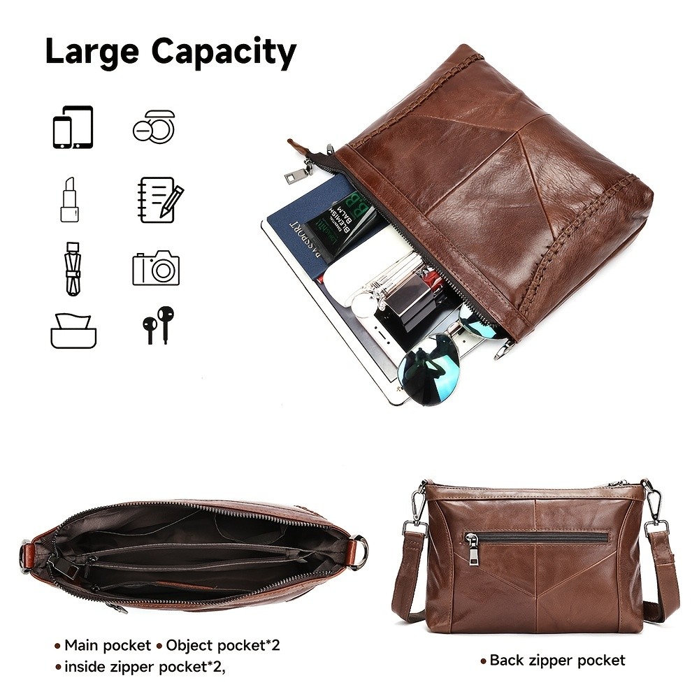 NIUCUNZH Genuine Leather Crossbody Bag for Men & Women  Stylish, Durable, and Perfect for Daily Use and Commuting