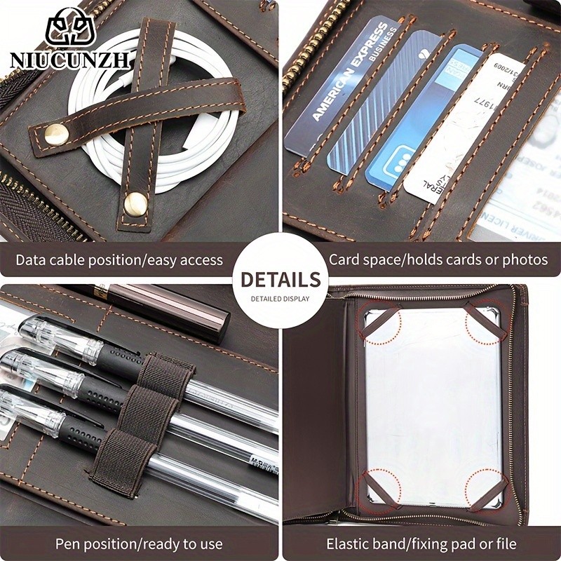 NIUCUNZH Men's Cowhide Clutch Bag  Elegant, Durable, and Perfect for Business and Storage