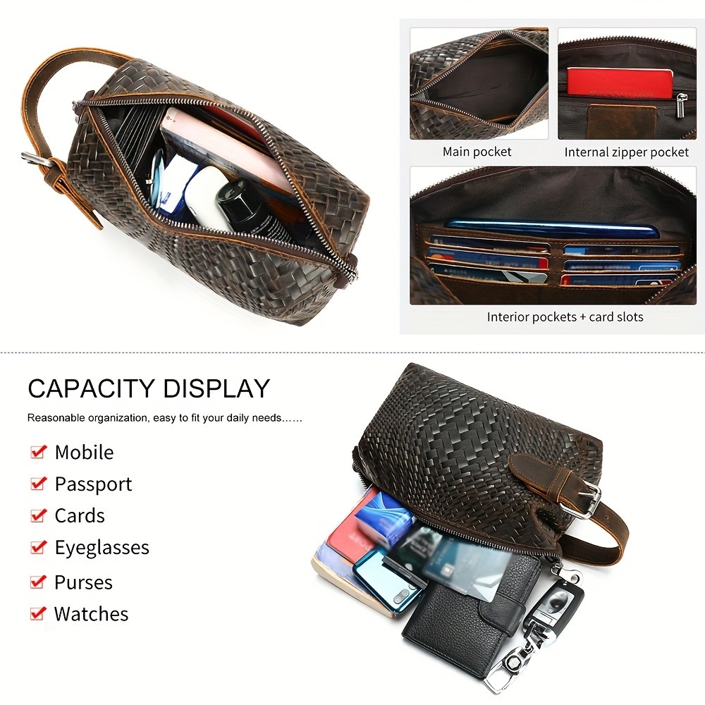 NIUCUNZH Mens Genuine Leather Woven Tote Bag  Stylish, Durable, and Ideal for Daily Commute and Travel