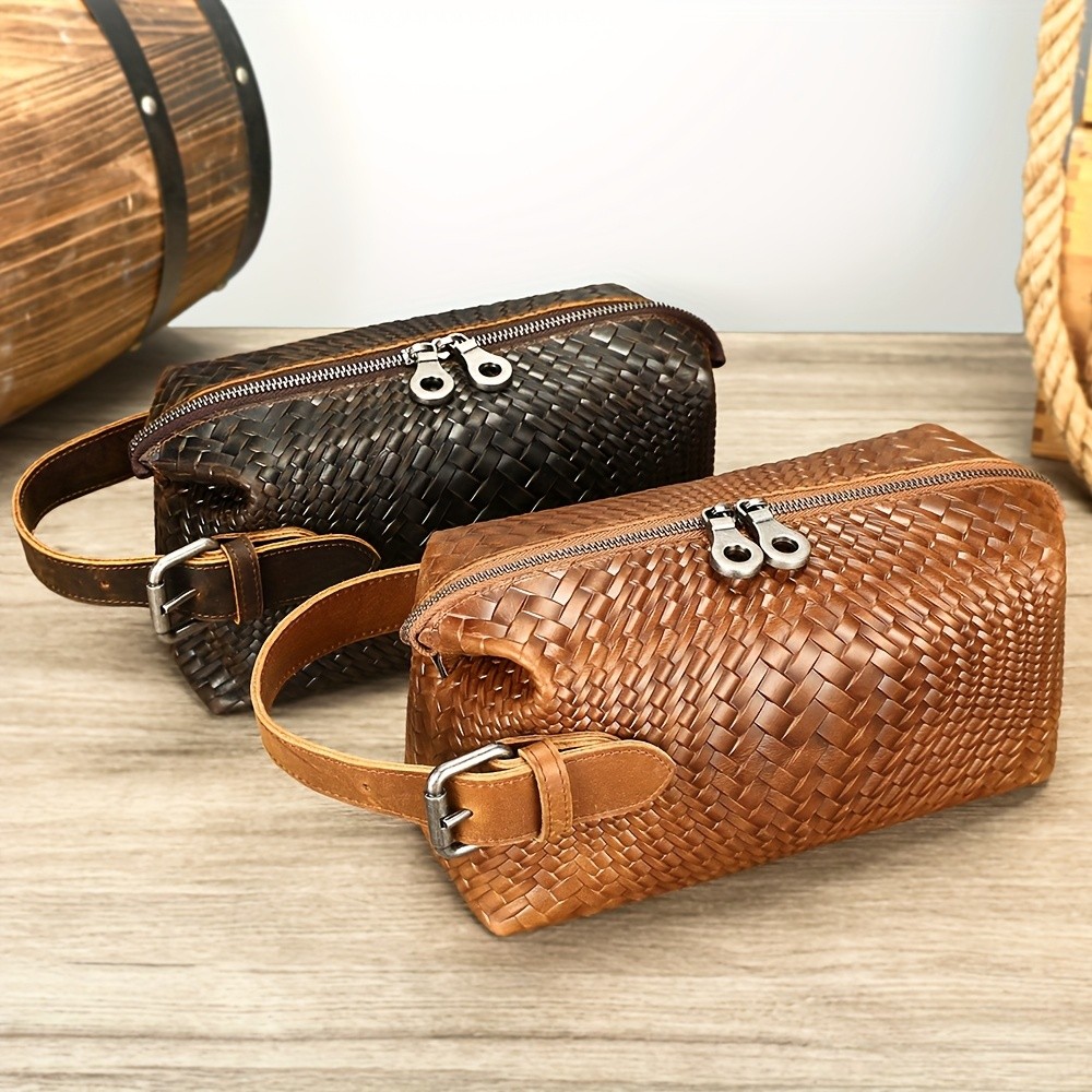 NIUCUNZH Mens Genuine Leather Woven Tote Bag  Stylish, Durable, and Ideal for Daily Commute and Travel