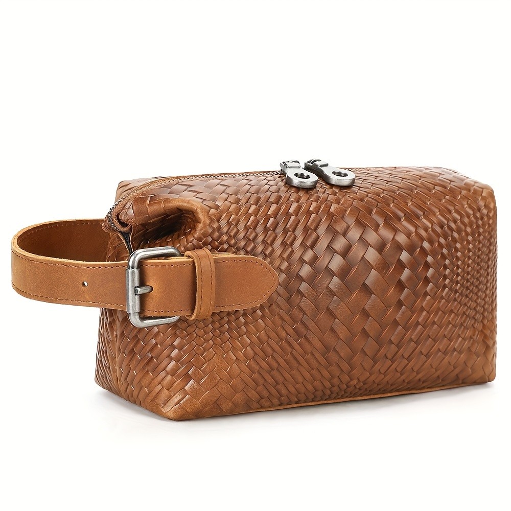 NIUCUNZH Mens Genuine Leather Woven Tote Bag  Stylish, Durable, and Ideal for Daily Commute and Travel