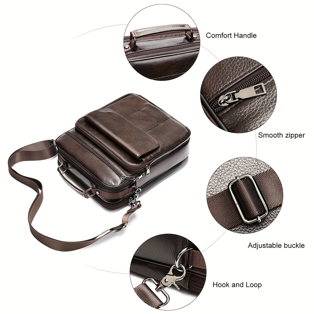 NIUCUNZH Mens Genuine Leather Vintage Full-Grade Cowhide Bag  Stylish, Durable, and Perfect for Business and Casual Use