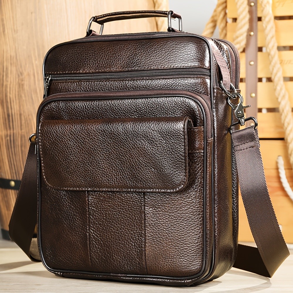 NIUCUNZH Mens Genuine Leather Vintage Full-Grade Cowhide Bag  Stylish, Durable, and Perfect for Business and Casual Use