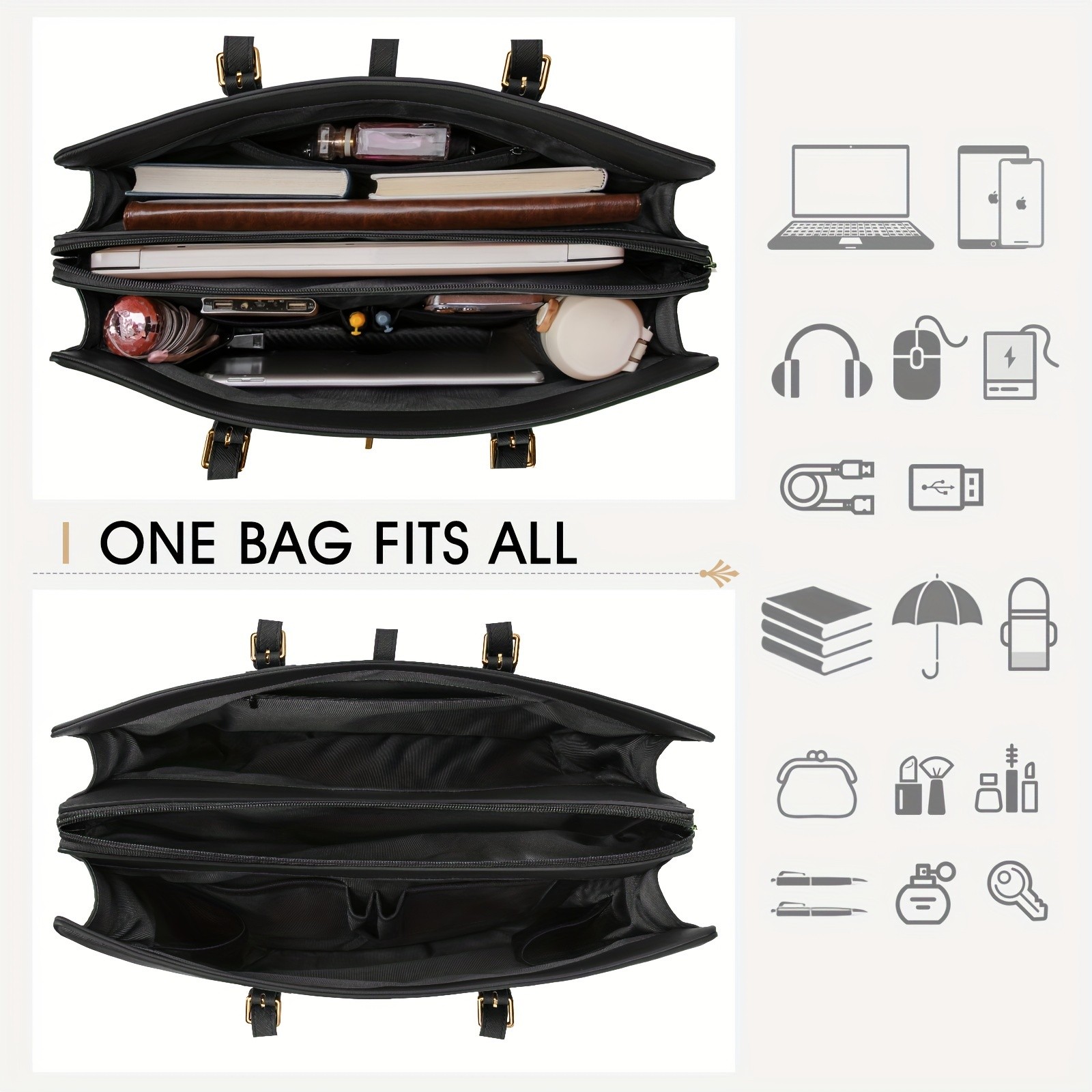 IGOLUMON Womens 39.62 cm Laptop Tote Bag  Stylish, Spacious, and Perfect for Work, Business, and Travel