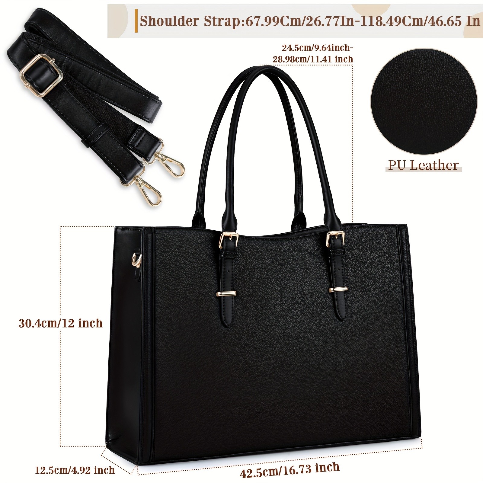 IGOLUMON Womens PU Leather Laptop Tote  Spacious, Elegant, and Perfect for Work, School, and Travel