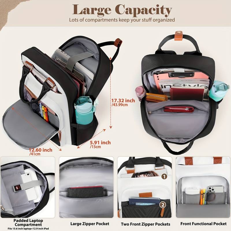 IGOLUMON Laptop Backpack for Women & Men  Anti-Theft, Large Capacity 39.62 cm Travel Backpack with 4 Compartments and 9 Pockets