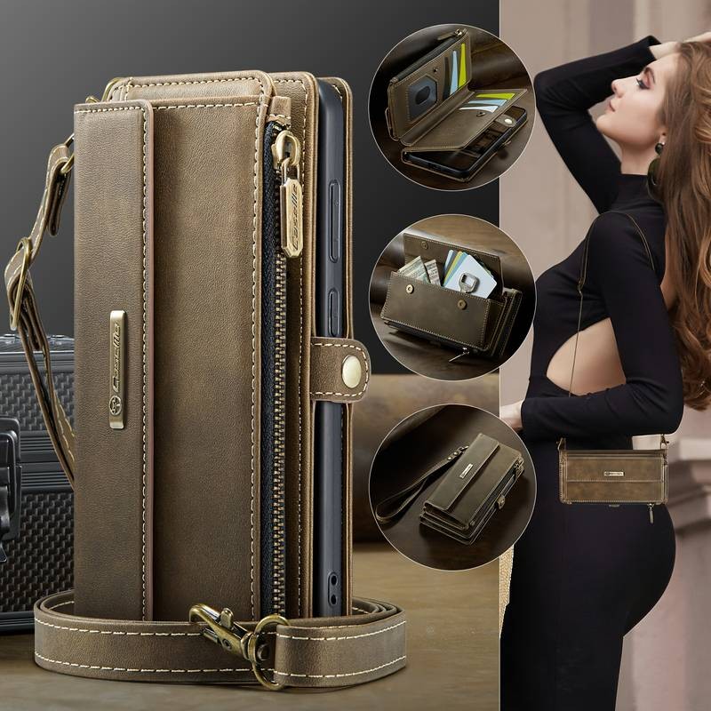 CaseMe Multifunctional Mobile Phone Wallet RFID-Protected with Wrist & Shoulder Straps for S25, S24, and S23 FE/PLUS/ULTRA Models