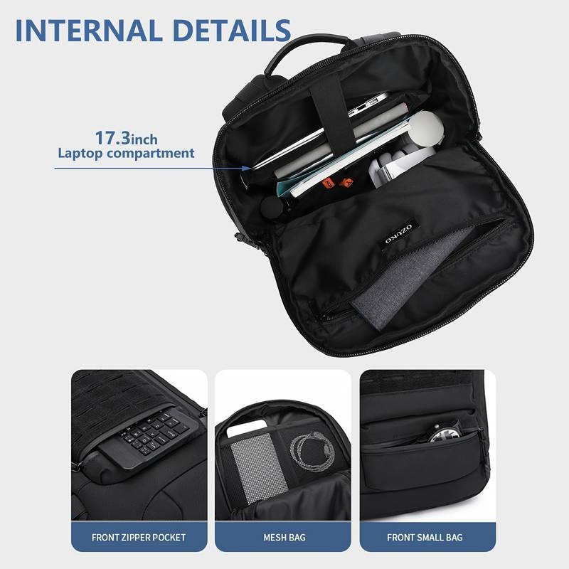 OZUKO 43.94cm Laptop Backpack  Large Capacity Multifunctional Travel Bag for Sports, Photography, and Everyday Use